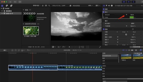 Final Cut视频画面怎么设置为黑白?Final Cut视频画面设置为黑白教程