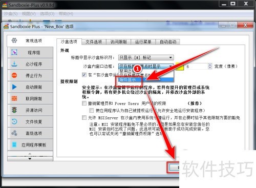 如何让Sandboxie Plus始终显示沙盘窗口边框 如何让Sandboxie Plus始终显示沙盘窗口边框