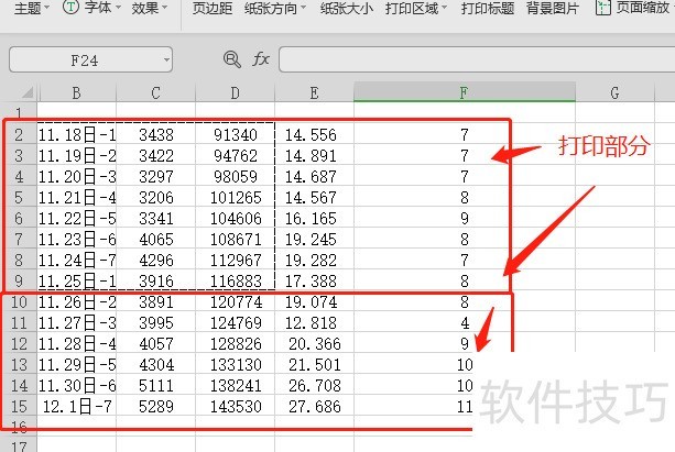 excel表格如何只打印部分区域表格？