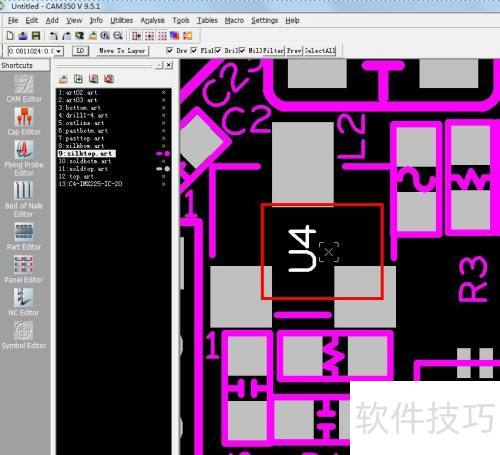 cam350怎样移动gerber中丝印的位置 cam350怎样移动gerber中丝印的位置