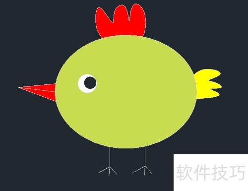 AutoCAD2018简笔画小鸡教程 AutoCAD2018简笔画小鸡教程