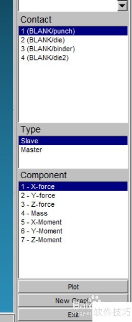 DYNAFORM后处理查看工具和板料接触力、作用力 DYNAFORM后处理查看工具和板料接触力、作用力