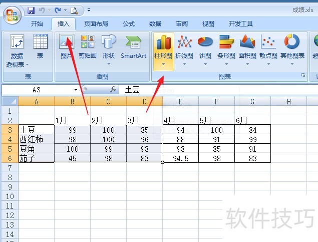 怎么把Excel中的数据创建成柱形图