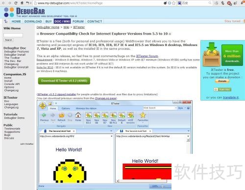 IEtester ��IE 6.0����ʹ�õ���ҳ