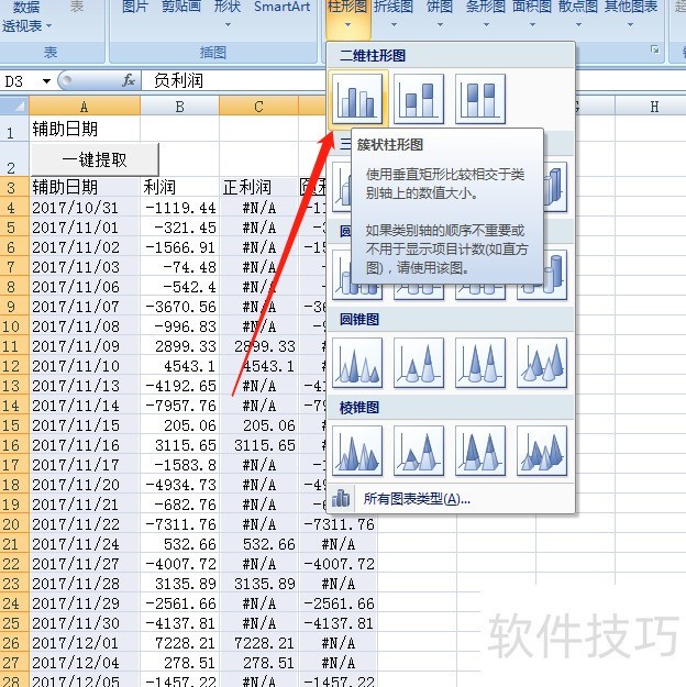 EXCEL2007柱形图如何让负值显示红色正值填绿色