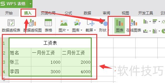 2018新版wps表格，如何自动生成柱状图。