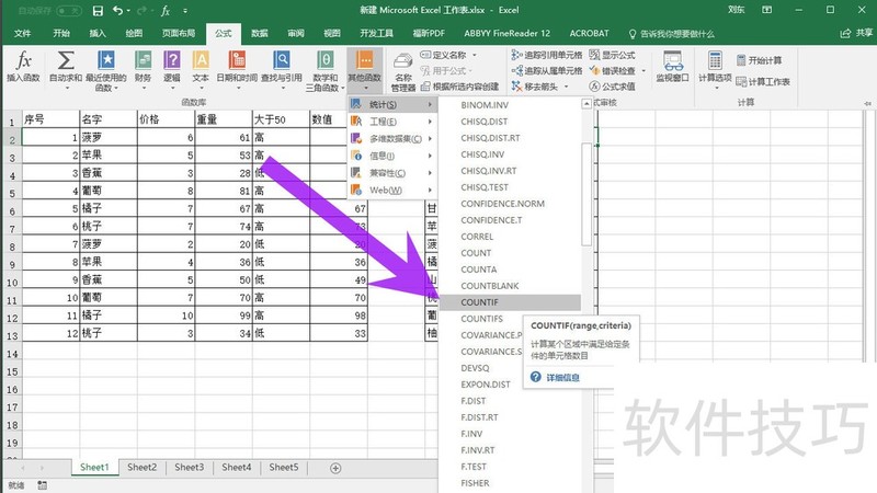 MS Excel 2016COUNTIF