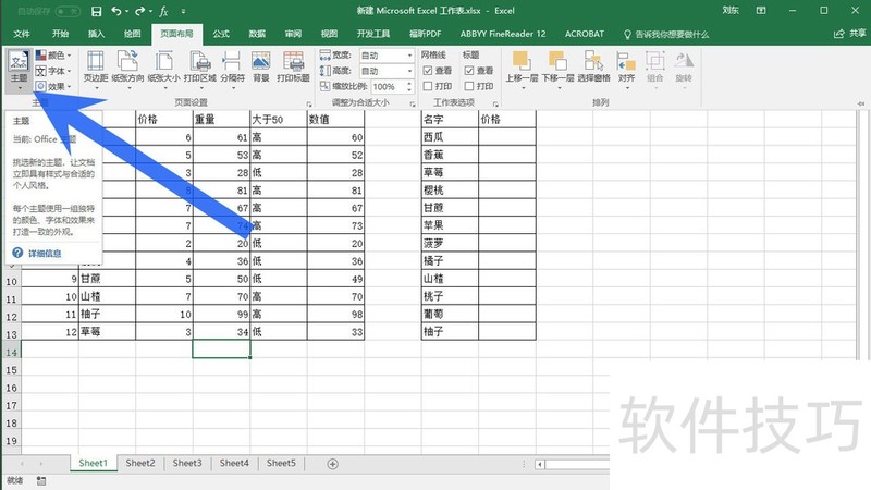 怎样使用MS Excel 2016主题功能美化表格内容