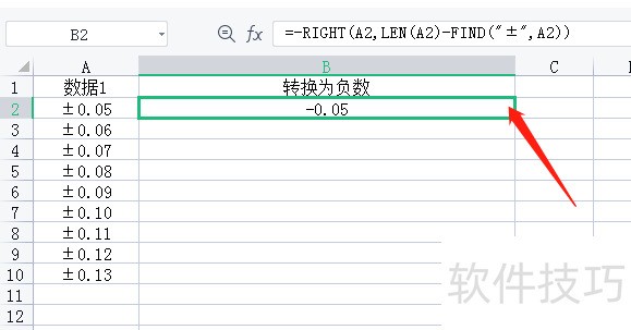 excel中怎样用函数法将正负数转换为负数