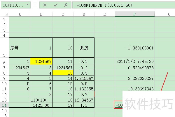 ExcelʹCONFIDENCE.T
