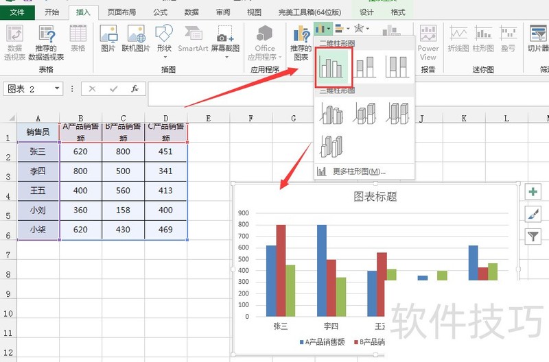 excel制作对比分析柱形图