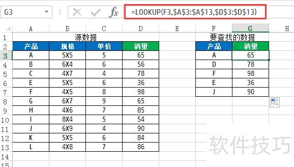 查找函数LOOKUP：向量与数组的精确与模糊查找