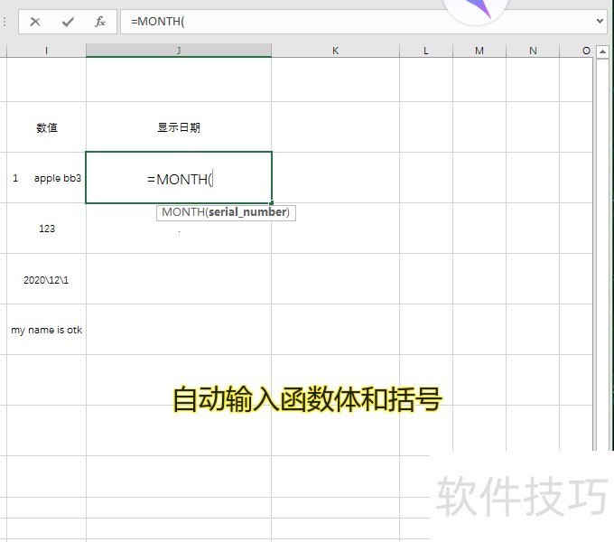 怎么使用Excel公式中的MONTH函数