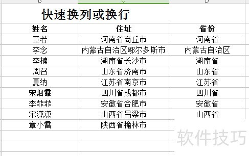 Excel如何快速互换行或列的位置？