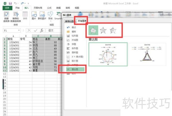 Excel表格怎么制作雷达图？