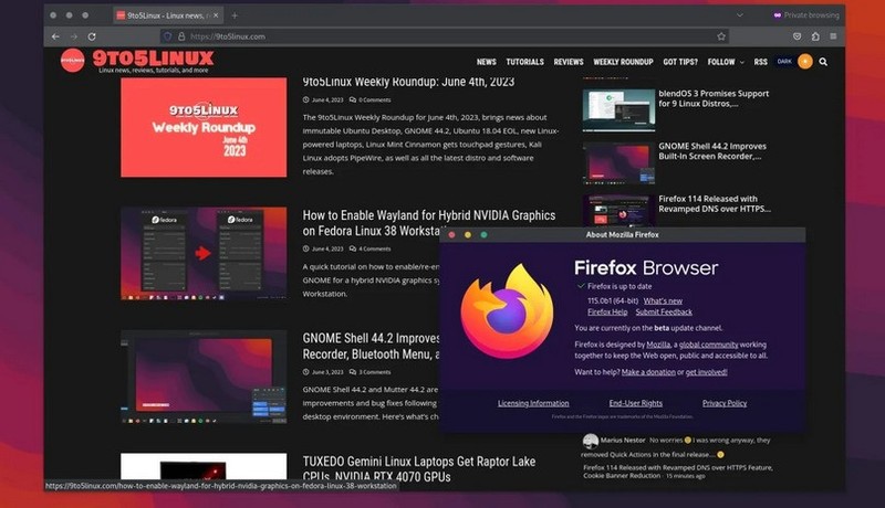 Firefox 115 Beta  Quick Actions