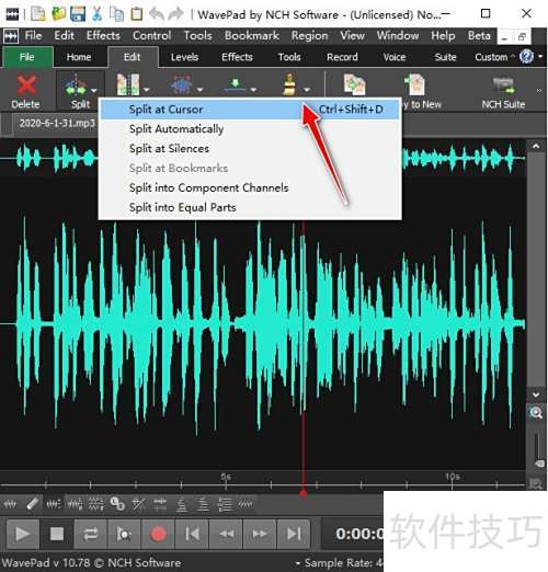 ���ʹ��WavePad���߶���Ƶ�ļ����зָ�